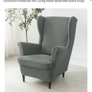 Gray Wingback Chair Cover 2pc set
